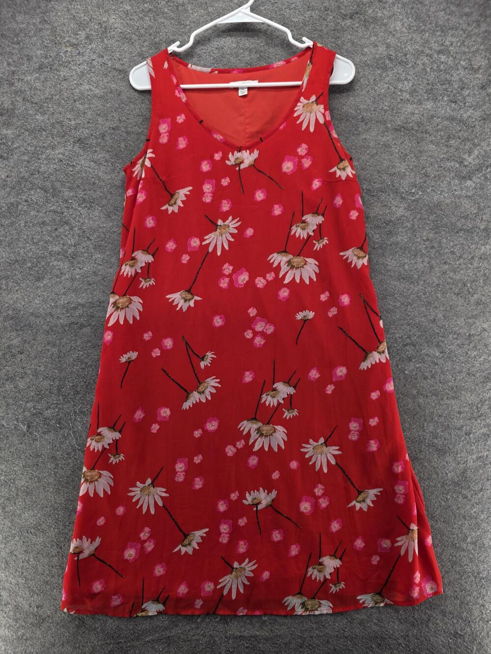 Isaac Mizrahi LIVE! Dress Womens S Red Long A-Line Sundress V-Neck Lined